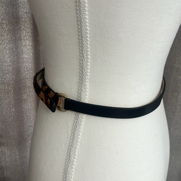 Leather and pony animal print skinny belt - Picture 4 of 4